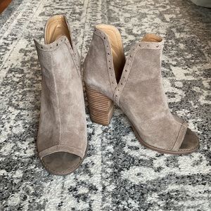 Peep-toe Suede Booties